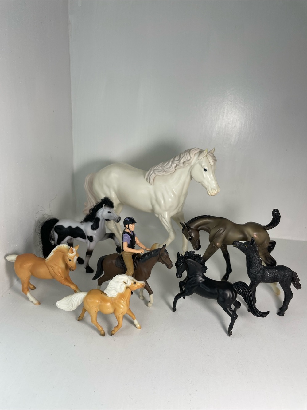 Horse Set of 8 and 1 Rider: Schleich , Breyer, & others